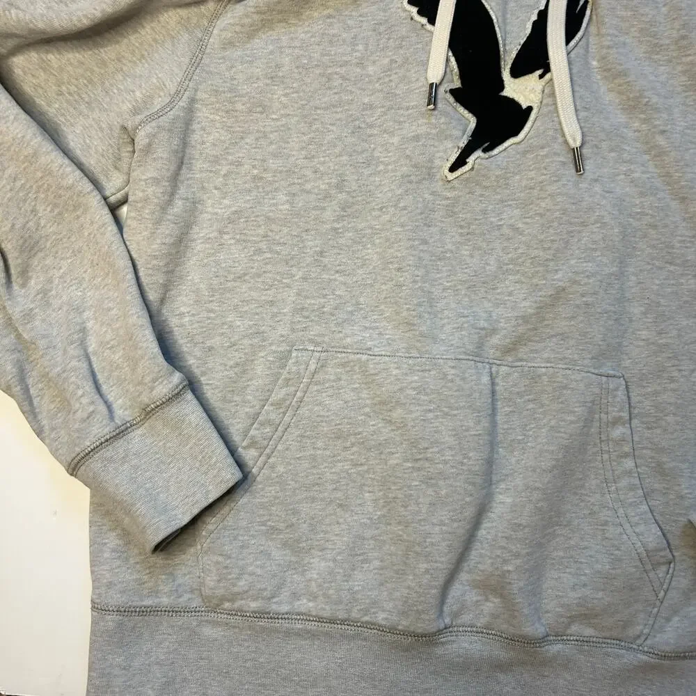 American Eagle Super Soft Gray Graphic Pullover Fleece Hoodie Small - Picture 3 of 6